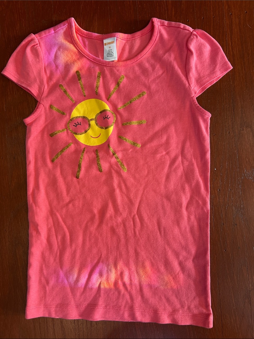 Gymboree Coral Pink Sun Tee with Yellow Glitter Sun